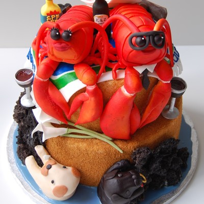 Lobsters On A Beach Wedding Cake By Charmpastry
