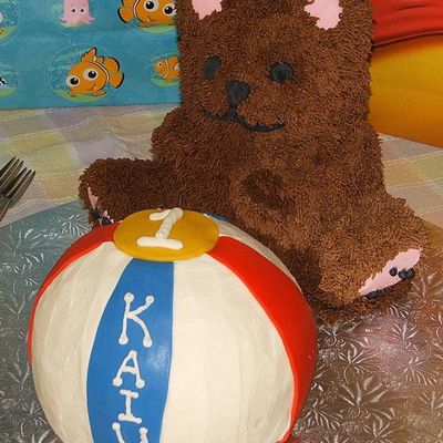1St Birthday Cake Bear And Beach Ball