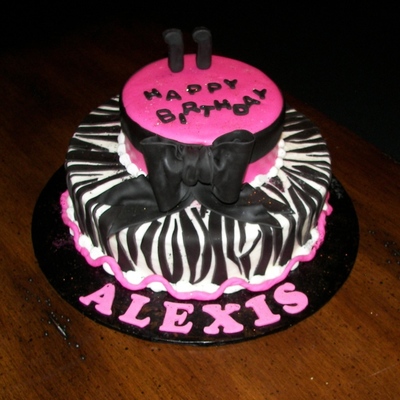 Pink And Black Zebra Cake For Alexis