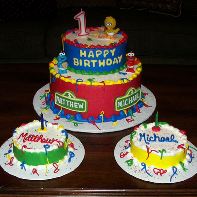 Sesame Street Cake For Twins - 1St Birthday