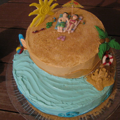 Sunbathers Beach Wedding Shower Cake