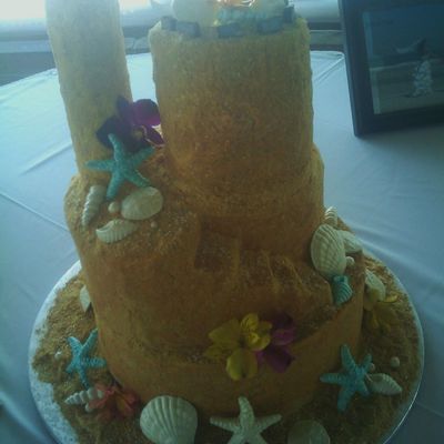 Sandcastle Wedding Cake With Chocolate Shells