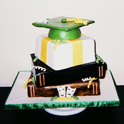 Stacked Books, Present, Cap Graduation Cake