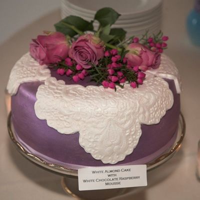 Purple Satin With White Lace