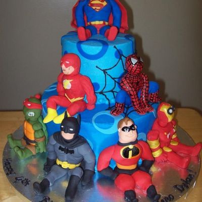 Super Heroes Birthday Cake.