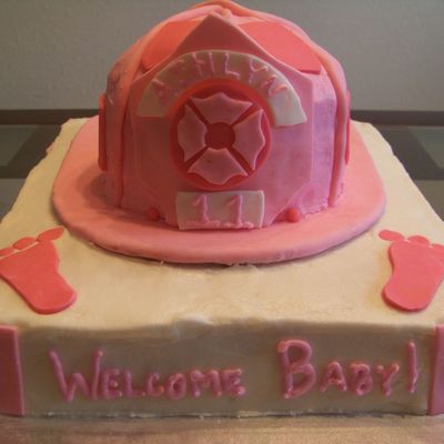 Fire Fighter Helmet Baby Shower Cake