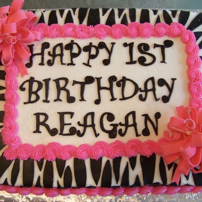 Pink Zebra 1St Birthday Cake