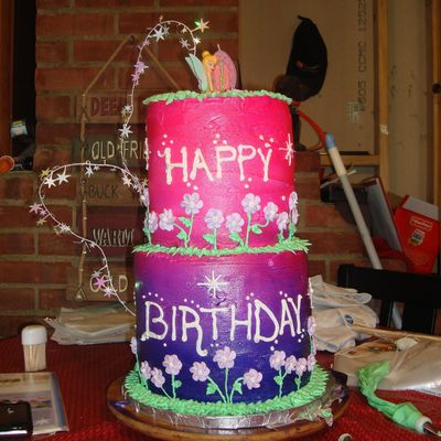 8 Layer 2 Tier Tinkerbell Cake