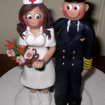 Pilot & Nurse Wedding Cake Topper