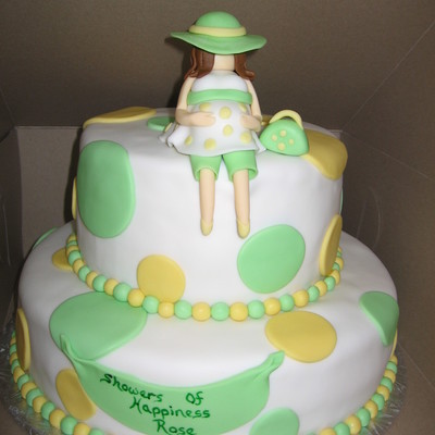 Baby Shower Cake With Fondant Prego Lady Topper