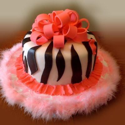 Pink Zebra Bachelorette Party Cake.