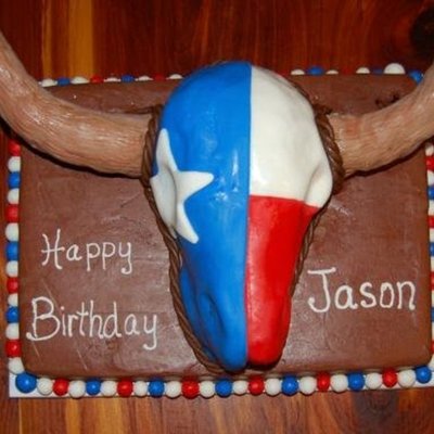Longhorn Skull With Texas Flag Design