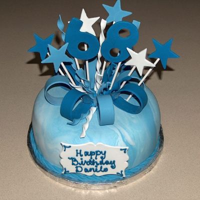 Fondant Cake With Gumpaste Star And Loop Topper