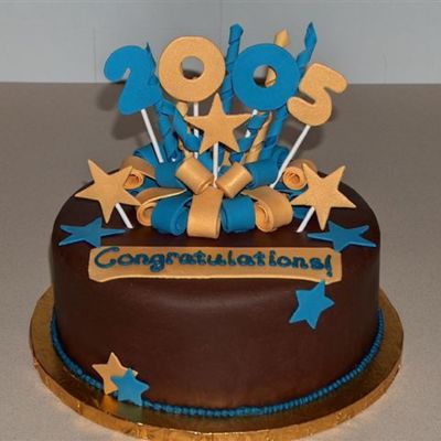 Chcolate Fondant Graduation Cake With Gumpaste Topper