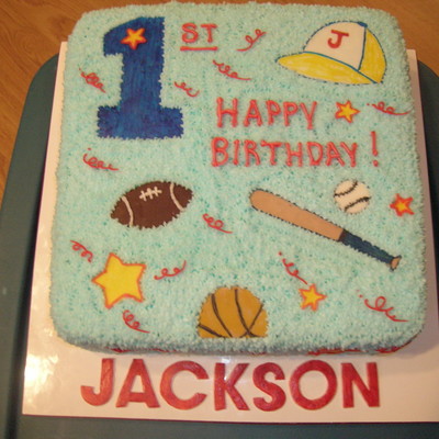 Jackson's 1St Birthday-Sports Theme Cake