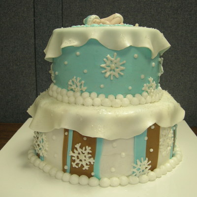 Snowflake Baby Shower Cake (Boy)