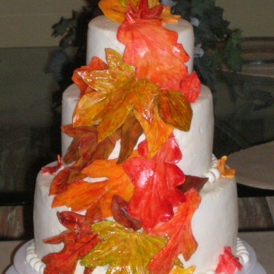 Fall Leaves Wedding Cake