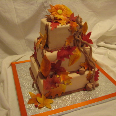 Fall Leaves Wedding Cake
