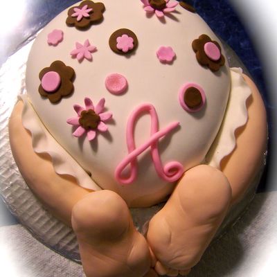 Baby Rump W/pink & Brown Accents - 1St Fondant Cake