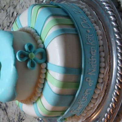 Striped Baptism Cake
