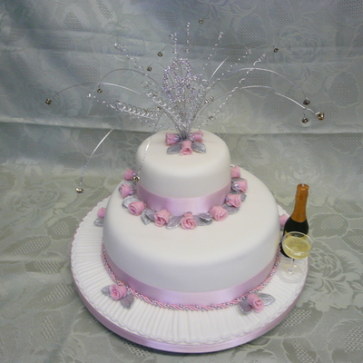 18Th Pink Roses And Silver Leaves