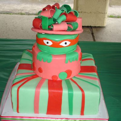 Ninja Turtle Christmas Present Bday Cake