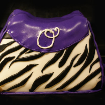 Zebra With Purple Purse Cake