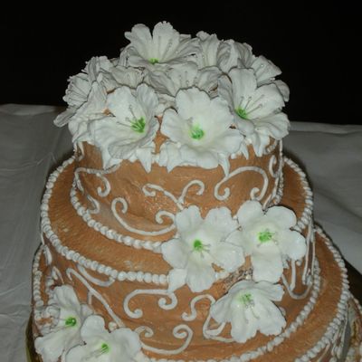Peach And White Cake Show Cake