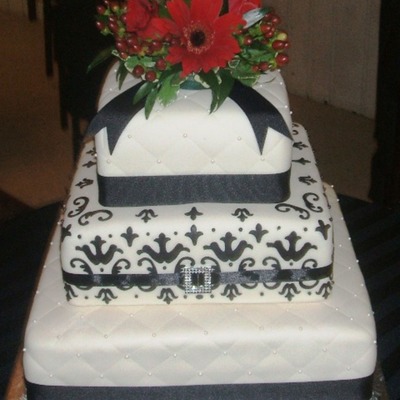 Black And White Damask And Quilted.