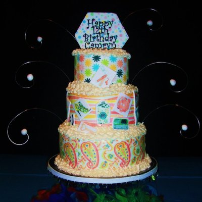 Tiered Birthday Cake With Edible Image Wraps