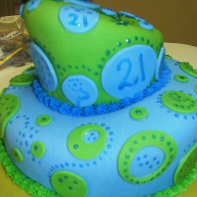 Funky Blue/green Birthday Cake