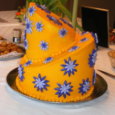 Yellow And Purple Daisy Bridal Shower Cake
