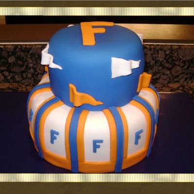 Florida Gators Orange, Blue, And White Fondant Birthday Cake