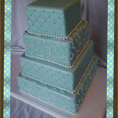 Tiffany Blue 4 Tier Wedding Cake