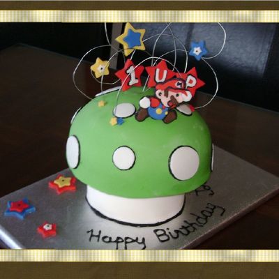 Mario Brothers Mushroom Birthday Cake