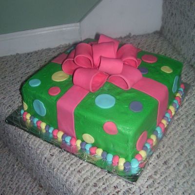 Present Green Pink With Polka Dota
