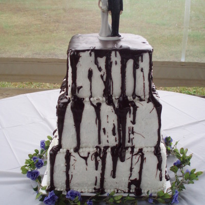 Wedding Cake With Chocolate Drizzle
