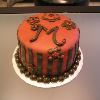 Maroon & Brown Birthday Cake