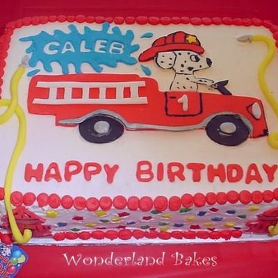 Child's Firetruck Birthday Cake
