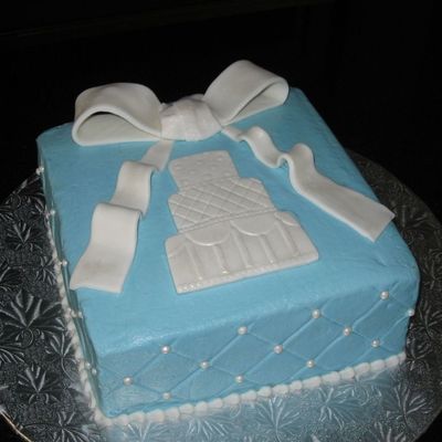 Blue And White Anniversary Cake