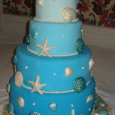 Beach Themed Wedding Cake