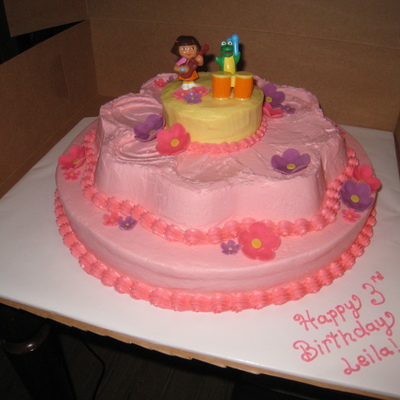 Pink Flower Dora Cake