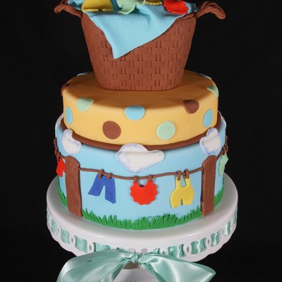 Clothesline Baby Shower Cake
