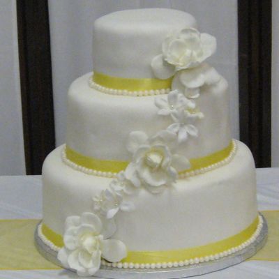 Yellow Ribbon Wedding Cake