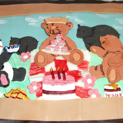 Child's Birthday Bear Picnic Cake