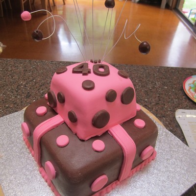 Brown And Pink 40Th Cake