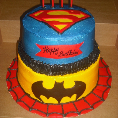 Spiderman, Superman, Batman Cake