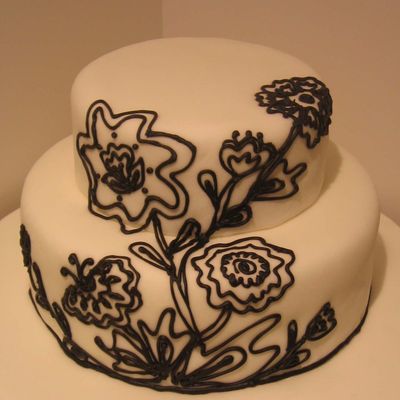 Floral Black & White Cake