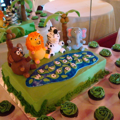 Jungle Animal Baby Shower Cake
