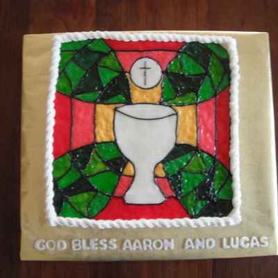 First Communion Stained Glass Window Cake